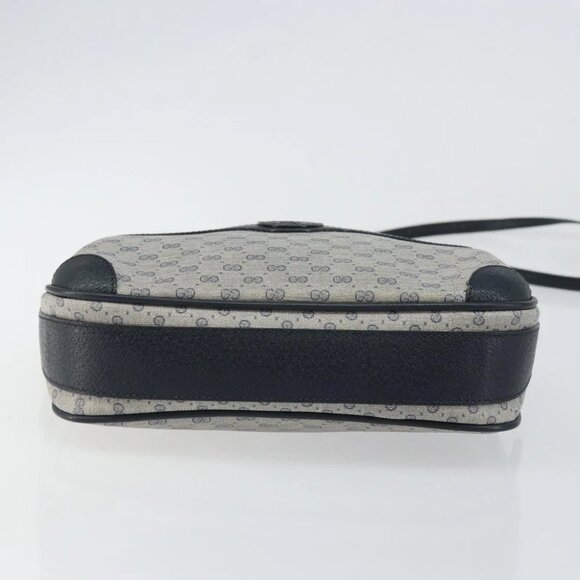 GUCCI Micro GG Canvas Shoulder Bag PVC Leather Navy - Picture 5 of 16